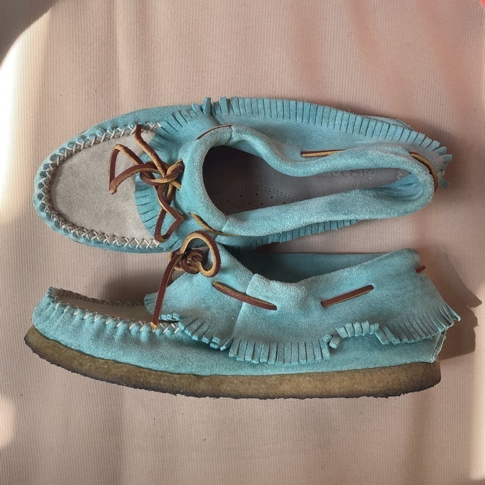 Eastland Casio Fringe Moccasin‎ Booties Blue 7.5